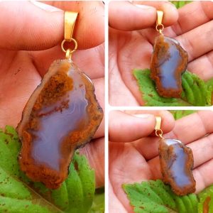 گردنبند سنگ طبیعی عقیق شجر و سلیمانی