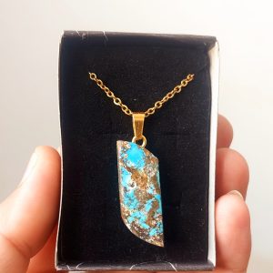 گردنبند سنگ طبیعی و معدنی فیروزه نیشابوری اصل شجری